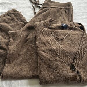 GAP Chocolate Knit Cardigan and Pants Ensemble